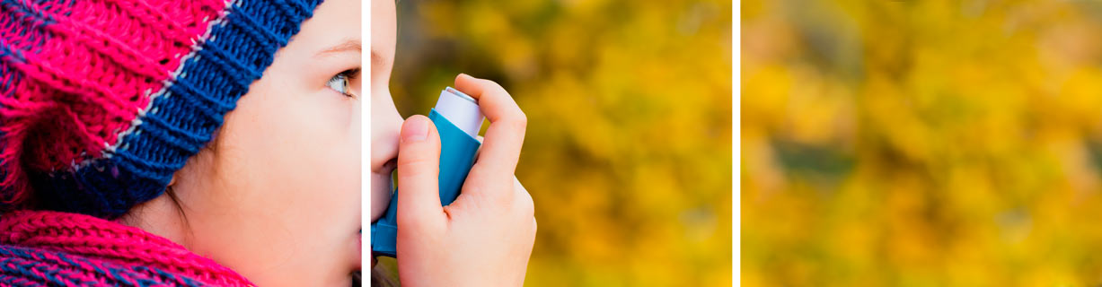 Dr. Alfredo Resano Lizaldre niña con un inhalador 